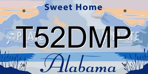 T52DMP Alabama License Plate