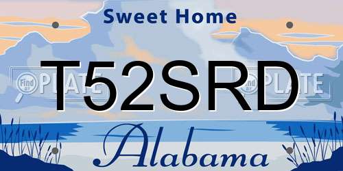 T52SRD Alabama License Plate