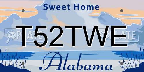 T52TWE Alabama License Plate