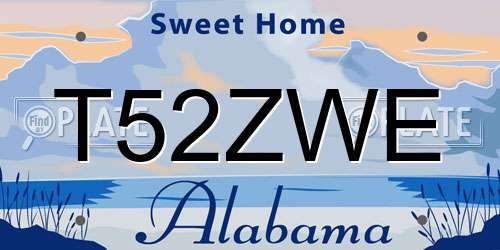 T52ZWE Alabama License Plate