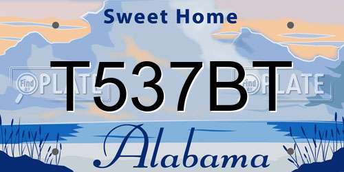 T537BT Alabama License Plate