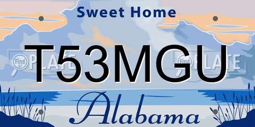 T53MGU Alabama License Plate