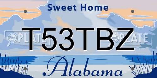 T53TBZ Alabama License Plate