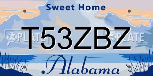 T53ZBZ Alabama License Plate