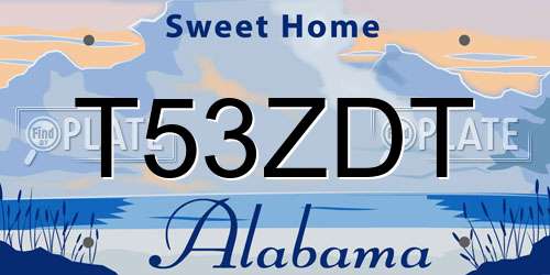 T53ZDT Alabama License Plate