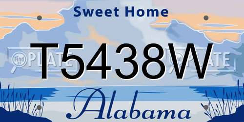 T5438W Alabama License Plate