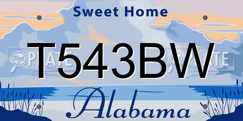 T543BW Alabama License Plate