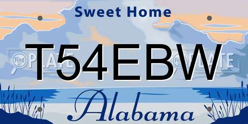 T54EBW Alabama License Plate