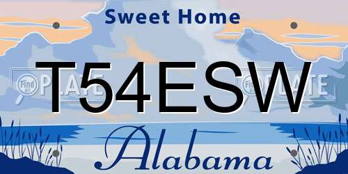 T54ESW Alabama License Plate