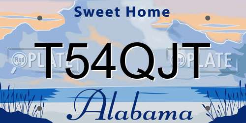 T54QJT Alabama License Plate