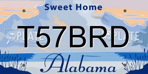 T57BRD Alabama License Plate