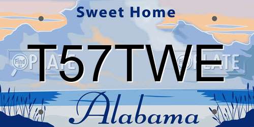 T57TWE Alabama License Plate