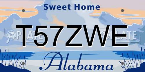 T57ZWE Alabama License Plate