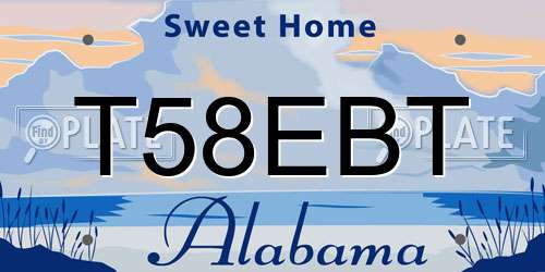 T58EBT Alabama License Plate