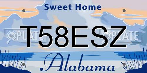 T58ESZ Alabama License Plate
