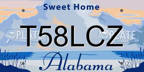 T58LCZ Alabama License Plate