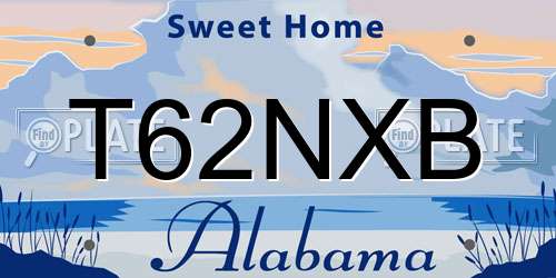 T62NXB Alabama License Plate