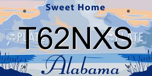 T62NXS Alabama License Plate