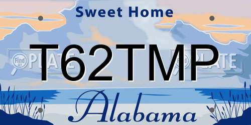 T62TMP Alabama License Plate