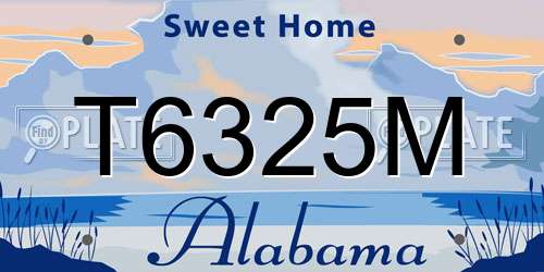 T6325M Alabama License Plate