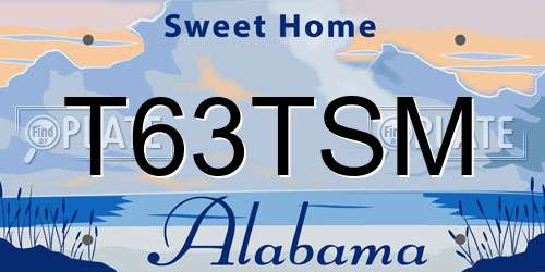 T63TSM Alabama License Plate