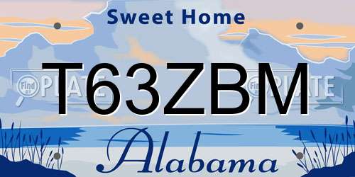 T63ZBM Alabama License Plate