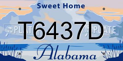 T6437D Alabama License Plate