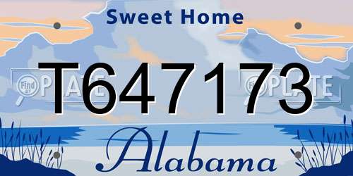 T647173 Alabama License Plate