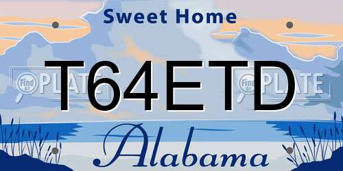 T64ETD Alabama License Plate