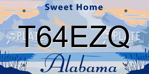 T64EZQ Alabama License Plate