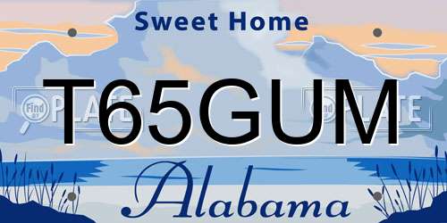 T65GUM Alabama License Plate
