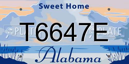 T6647E Alabama License Plate