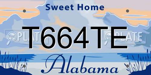 T664TE Alabama License Plate