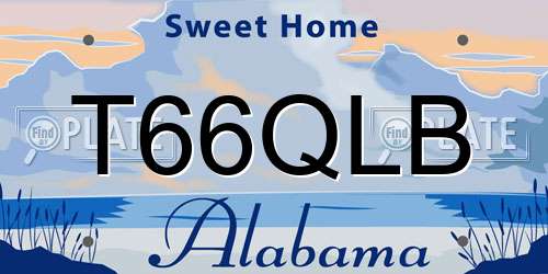 T66QLB Alabama License Plate