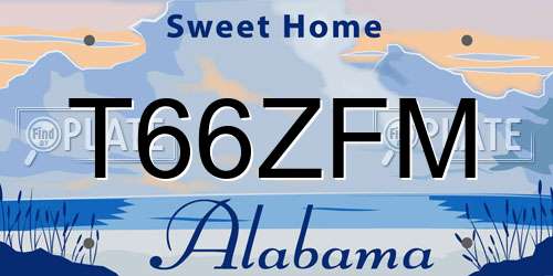 T66ZFM Alabama License Plate