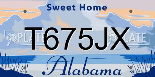 T675JX Alabama License Plate