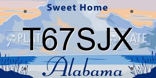 T67SJX Alabama License Plate