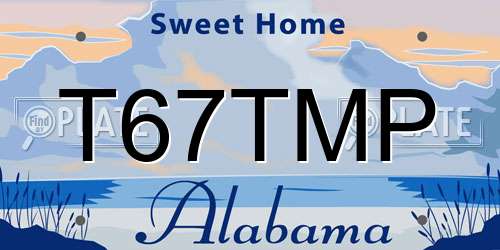 T67TMP Alabama License Plate