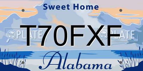 T70FXF Alabama License Plate