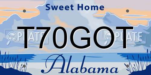 T70GOT Alabama License Plate