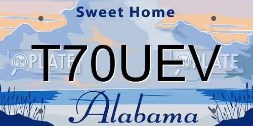 T70UEV Alabama License Plate