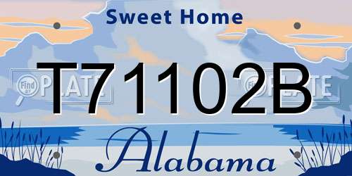 T71102B Alabama License Plate