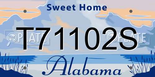 T71102S Alabama License Plate