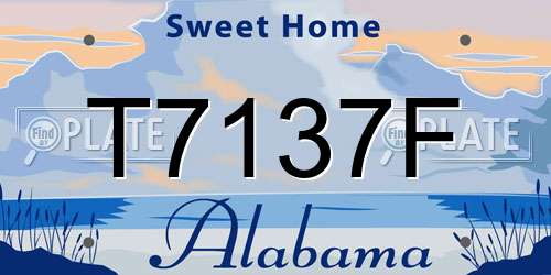 T7137F Alabama License Plate