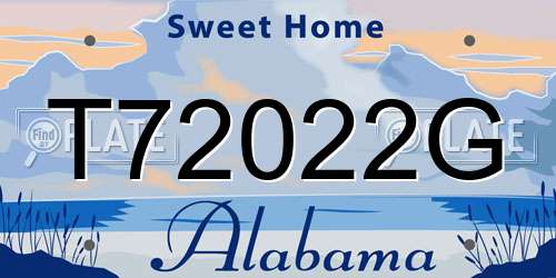 T72022G Alabama License Plate