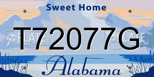 T72077G Alabama License Plate