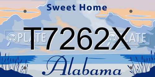 T7262X Alabama License Plate
