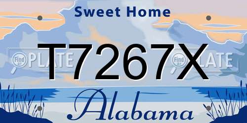 T7267X Alabama License Plate