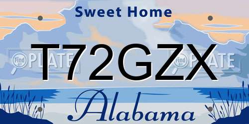 T72GZX Alabama License Plate