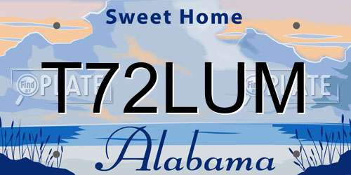 T72LUM Alabama License Plate